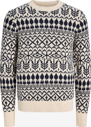 Jack & Jones - Genser Jprbluclark Knit Pattern Crew Neck - Hvit