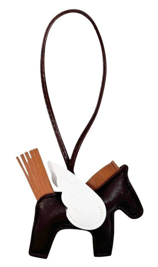 DARK Pony Bag Charm Chocolate Brown With White & Cognac DARK Pony Bag Charm Chocolate Brown With White & Cognac
