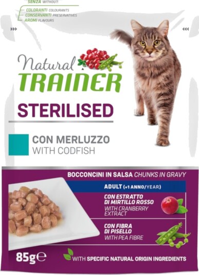 Natural Trainer Våtfôr Adult Sterilisert Torsk 24 X 85 G Natural Trainer Våtfôr Adult Sterilisert Torsk 24 X 85 G