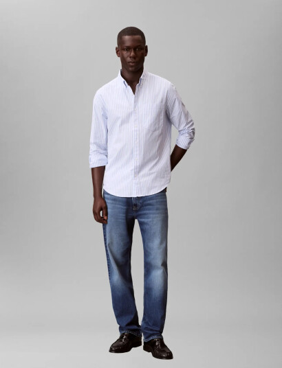 Calvin Klein Jeans Ls Yd Stripe Oxford Classic Shir White XXL