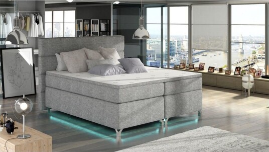 Boxspring Eltap Amadeo med LED Sawana 21 Grå 180x200 cm