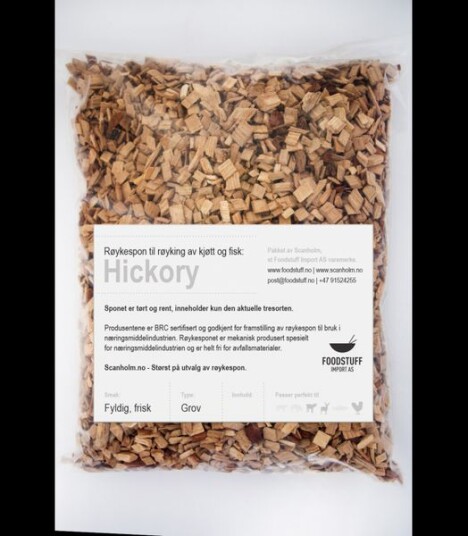 FUMY Røykespon, Røykflis av Hickory, 3Liter. Grov Størrelse.