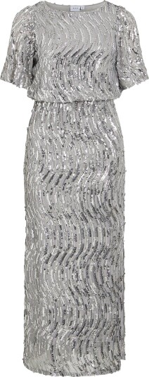 Vila - Midikjole Viamayi S/S Midi Dress/Dc - Grå