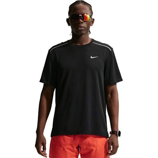Nike Dri FIT UV Miler SS Tee Herre Black/Black/Reflective Silver M