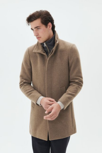 Matinique harvey n classic wool frakk brun herre beige lang ull varm / tykk vinter m