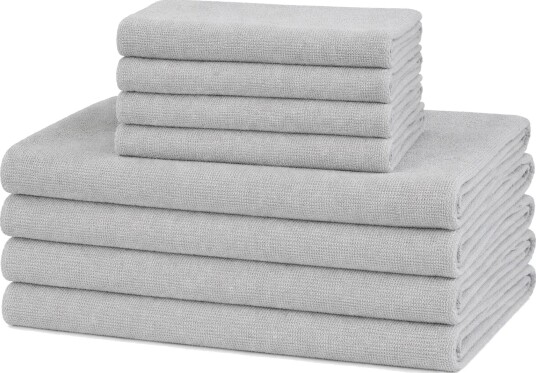 Borg Living Microfiber håndklær - 8 stk - Lysegrå - Lette håndklær Borg Living Microfiber håndklær - 8 stk - Lysegrå - Lette håndklær