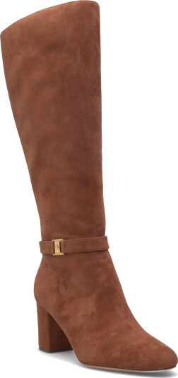 Lauren Ralph Lauren Kellie Suede Tall Boot Heel - Brown - 40