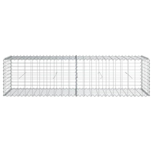 Gabionkurv med deksel 200x50x50 cm galvanisert jern
