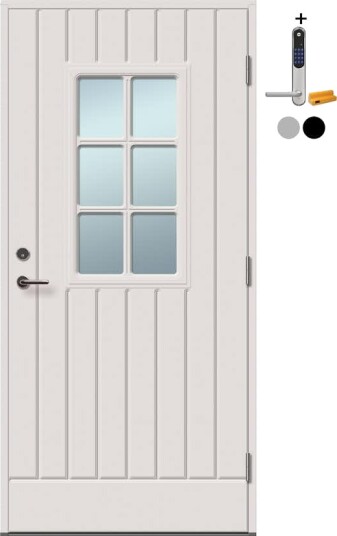 Ytterdør Tundøren Tun 505 Klarglass Hvit med Yale Doorman Classic Home
