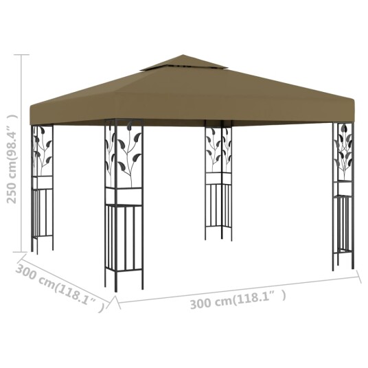 vidaXL Paviljong 3x3 m gråbrun 180 g/m² vidaXL Paviljong 3x3 m gråbrun 180 g/m²