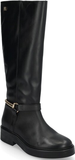 Tommy Hilfiger Th Stud Leather Knee Riding Boot Black 36