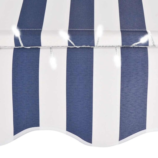vidaXL Manuell uttrekkbar markise med LED 200 cm blå og hvit