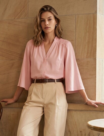 Minus Msseria V Neck Shirt Pink 36