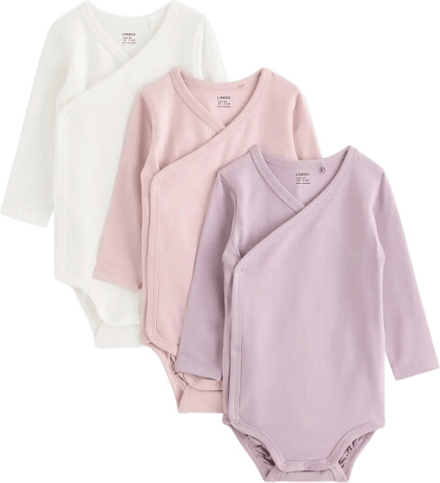Lindex 3 Pack Solid Wrap Bodysuits Purple 68