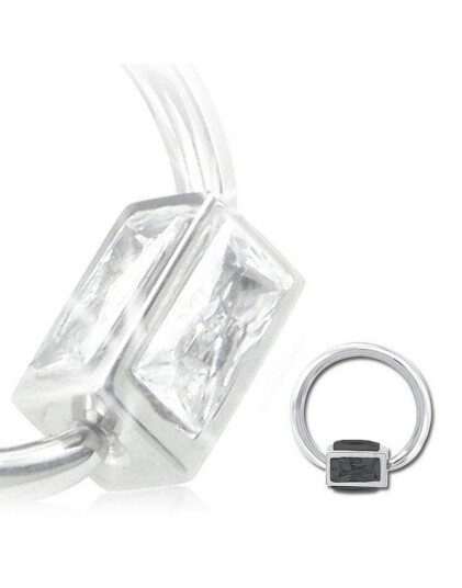Utgått BCR Piercing med Firkantet Svart Sten 1.2 mm x 12 mm
