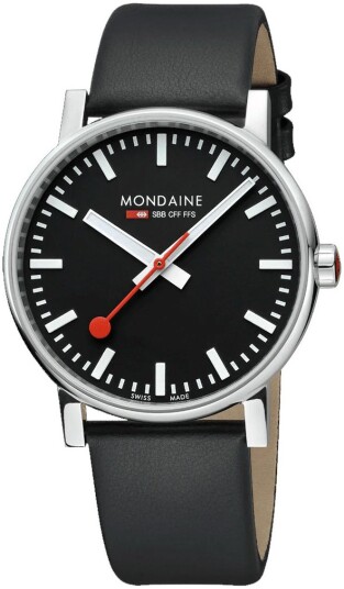 Mondaine Herreklokke MSE.43120.LB Evo2 Sort/Lær Ø43 mm