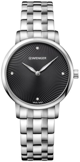 Wenger Dameklokke 01.1721.105 Sort/Stål Ø35 mm