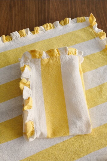 Jotex Serviett 2pakke Med Volangen Gul/hvit ISLA 22123430193