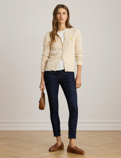 Lauren Ralph Lauren Cable-Knit Cotton Cardigan - Cream - XS