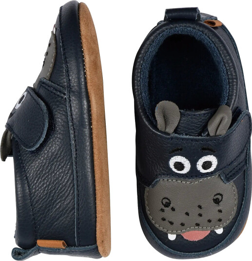 Melton Hippo Leather Slippers Navy 24/25