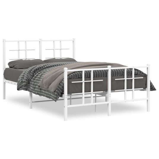 vidaXL Sengeramme i metall med hode- og fotgavl hvit 120x190 cm 8721012304246