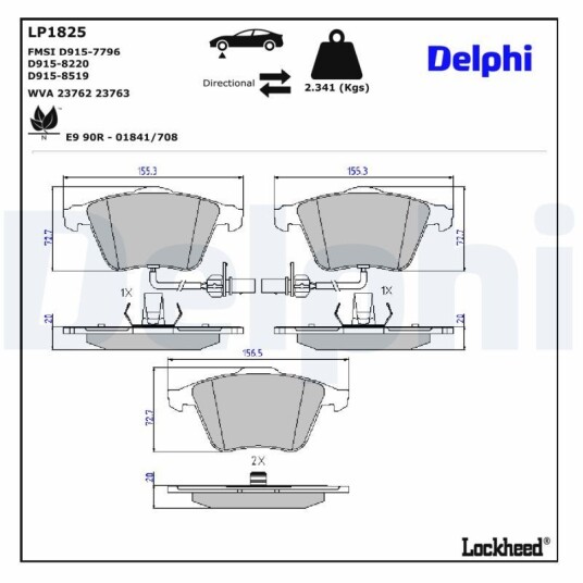 Bremseklosser DELPHI LP1825