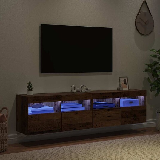 TV Veggskap 2 pcs Gamle tre 80 x 30 x 40 cm Konstruert tre
