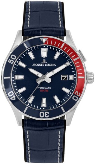 Jacques Lemans Herreklokke 1 2131B Hybromatic Blå/Gummi Ø40 mm Jacques Lemans Herreklokke 1 2131B Hybromatic Blå/Gummi Ø40 mm