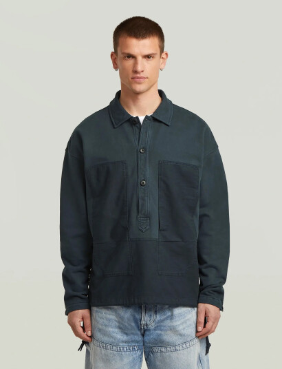 G-Star Washed Fabric Mix Loose Sw - Blue - XL