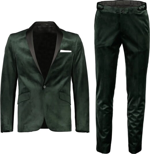 Lindbergh Velvet Tuxedo Suit DK GREEN 48 Lindbergh Velvet Tuxedo Suit DK GREEN 48