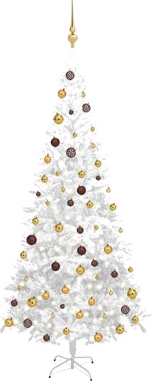 vidaXL Kunstig juletre med LED og kulesett L 240 cm hvit