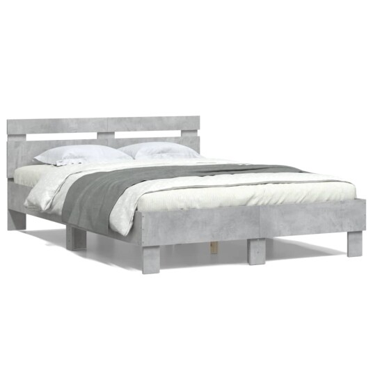 vidaXL Sengeramme med hodegavl betonggrå 135x190 cm konstruert tre 8721012246614