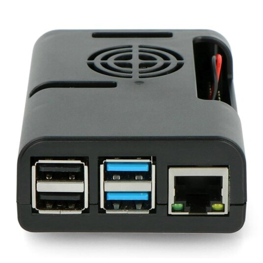 Sort kabinett med vifte for Raspberry Pi 4B – praktisk case