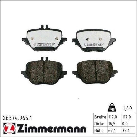 ZIMMERMANN 26374.965.1 Bremseklosser