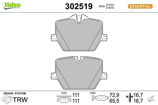 Bremseklosser VALEO 302519