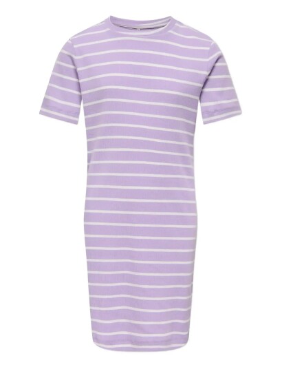 Kids Only Kogkenya Ss Rib Stripe Dress Jrs   Purple   158 164