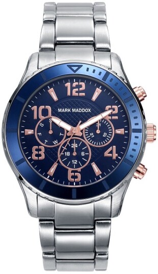 Mark Maddox Herreklokke HM6008 35 Classic Blå/Stål Ø43 mm