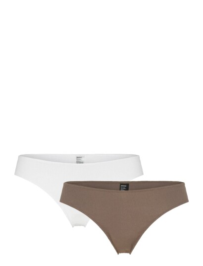 Weekday 2 Pack Ribbed Brazilian Briefs Brown XXL