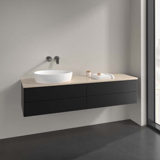 Villeroy & Boch Antao Servantskap med 4 skuffer 160x50x36 cm m/lys Sort Matt/Crème