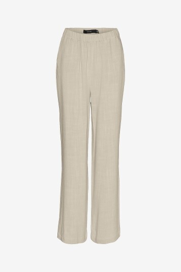 Vero Moda Curve - Bukser vmcVera MR Wide Linen Pants Curve - Natur