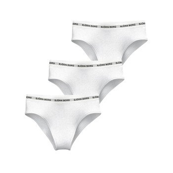 Björn Borg Truser 3P Logo High Waist Brief Hvit bomull Large Dame Björn Borg Truser 3P Logo High Waist Brief Hvit bomull Large Dame