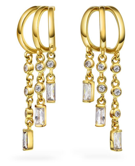 Pan Jewelry Rio Radiance øredobber i forgylt 925 sølv med hvit zirkonia