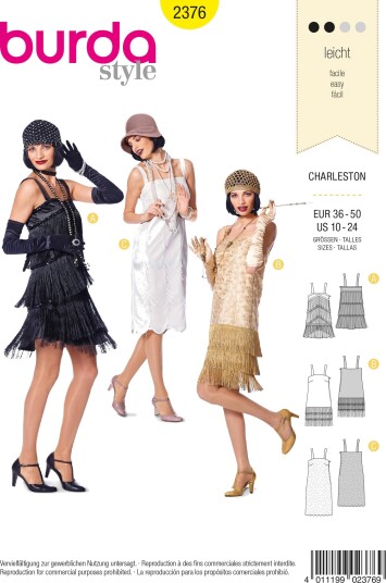Burda 2376 Charleston Kostyme EUR 34–50 Burda 2376 Charleston Kostyme EUR 34–50