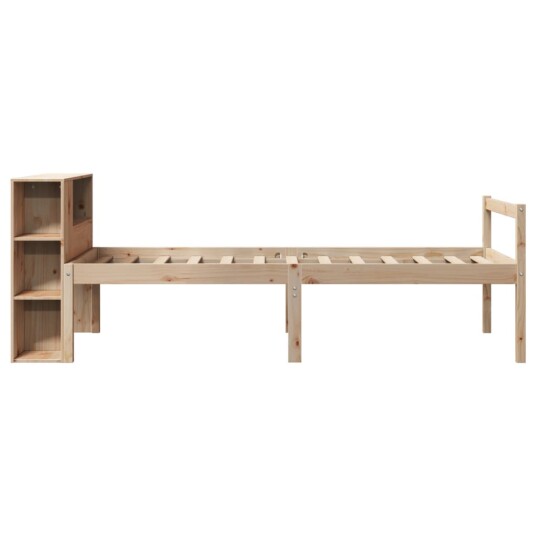Seng med bokhylle uten madrass 90x190 cm heltre furu