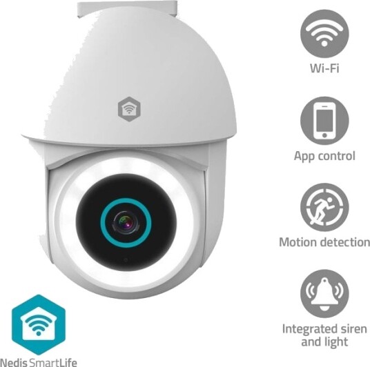Nedis SmartLife Utendørs Overvåkingskamera 3MP Full HD med Wi-Fi og Pan/Tilt Hvit