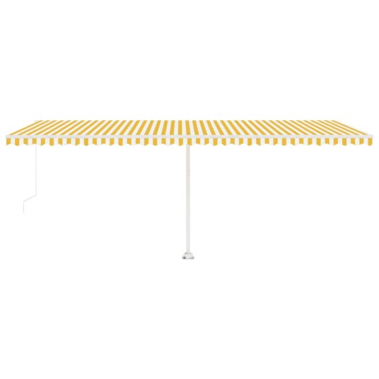 vidaXL Manuell uttrekkbar markise med LED 600x300 cm gul og hvit