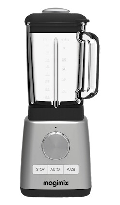 Magimix Power Blender 1,8L Matt Stål med Glasskanne og Variabel Hastighet