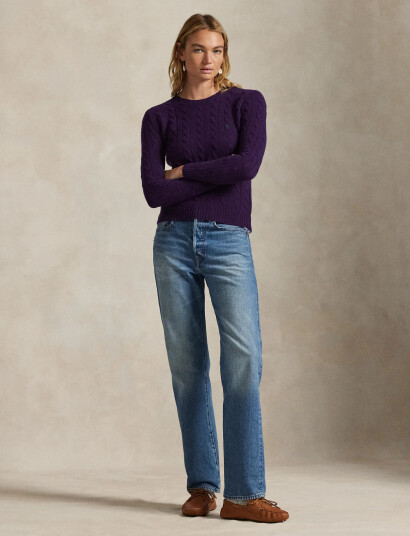 Polo Ralph Lauren Cable Wool-Cashmere Crewneck Sweater - Navy - XS Polo Ralph Lauren Cable Wool-Cashmere Crewneck Sweater - Navy - XS