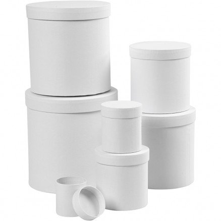 Diverse Runde esker runde str 7x7,5 + 9x10,2 + 12x12,7 + 14,5x15,2 + 17x17,7 + 19,5x20,2 + 22x22,7 cm hvit 7 stk 1 sett