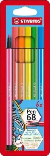 STABILO Pen 68 - Felt-tip pen - Set of 6 Fluorescent Pieces